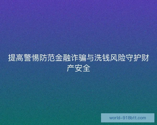 提高警惕防范金融诈骗与洗钱风险守护财产安全